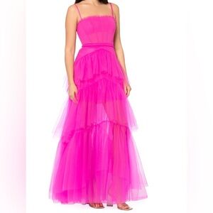 Betsy & Adam Vibrant Pink Maxi Dress